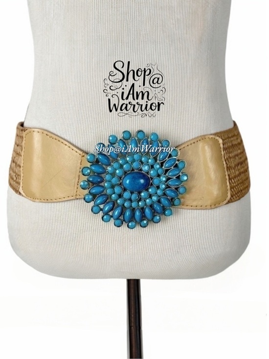 Turquoise flower wide stretch woven belt *shop@iamwarrior main image 4